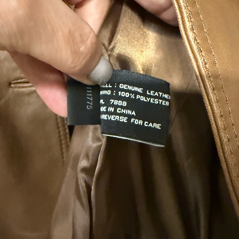 Jones New York Tan Leather Trench Coat - Picture 10 of 12